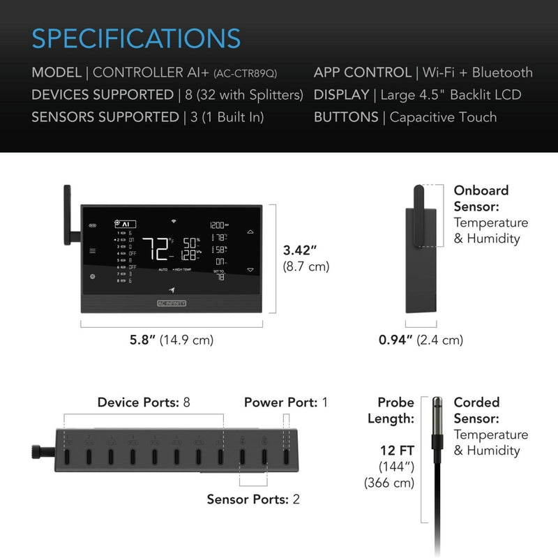 AC Infinity BLUETOOTH/WIFI AI Powered Environmental Controller AI+ - Indoor Farmer