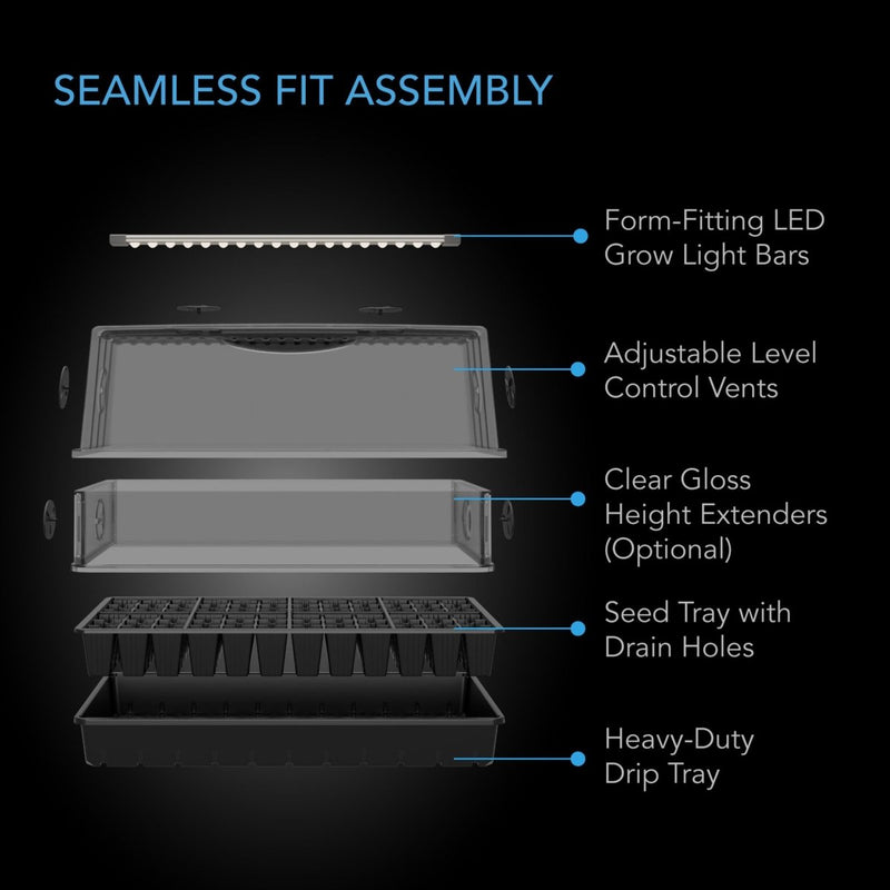 AC Infinity Heavy Duty Large Germination Kit with Height Extension & LED Grow Light Bars - Indoor Farmer