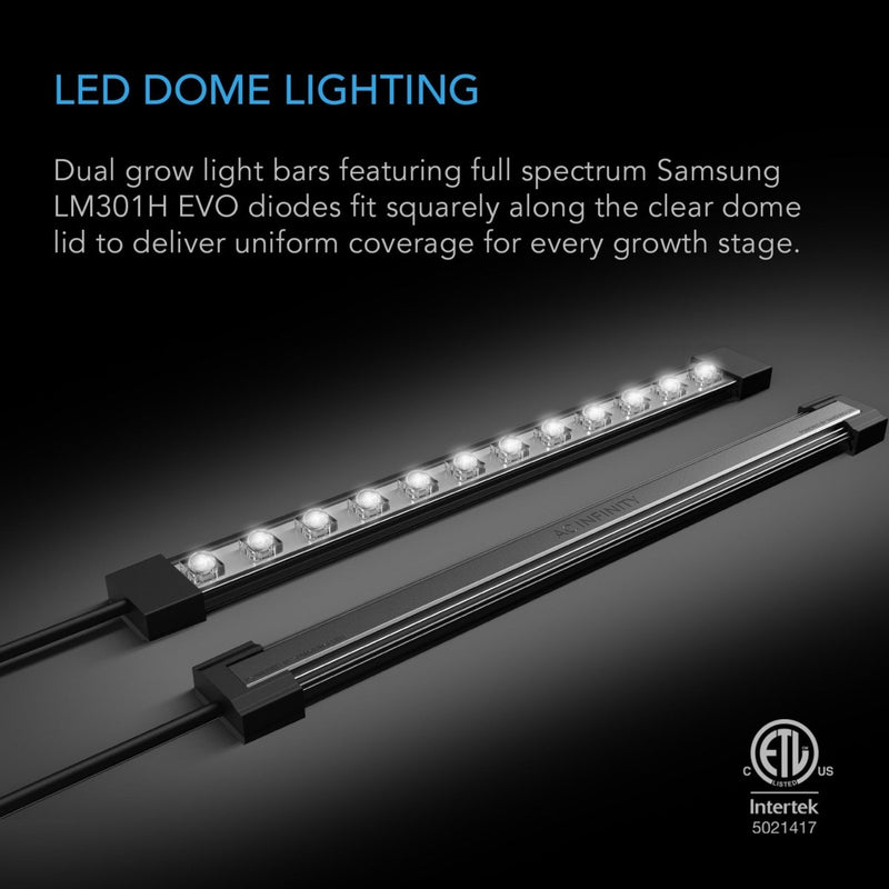 AC Infinity Heavy Duty Small Germination Kit with Height Extension & LED Grow Light Bars - Indoor Farmer