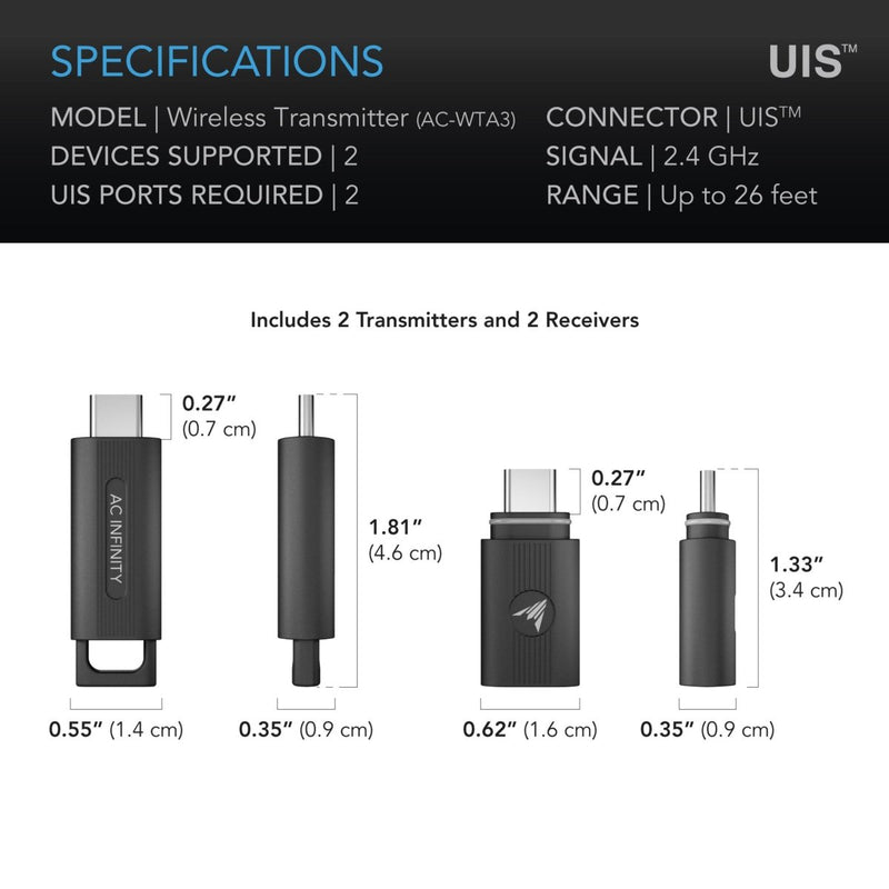 AC Infinity UIS 1 - to - 1 Wireless Transmitter & Receiver (2 - Pack) - Indoor Farmer
