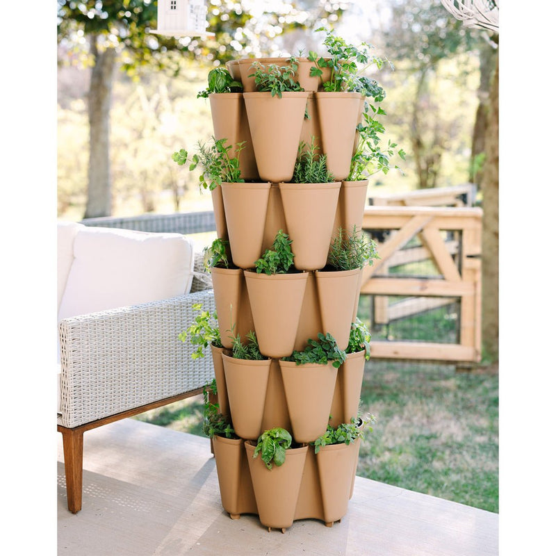 GreenStalk 5 Tier Original Vertical Planter - Basic Texture Peppercorn - Indoor Farmer