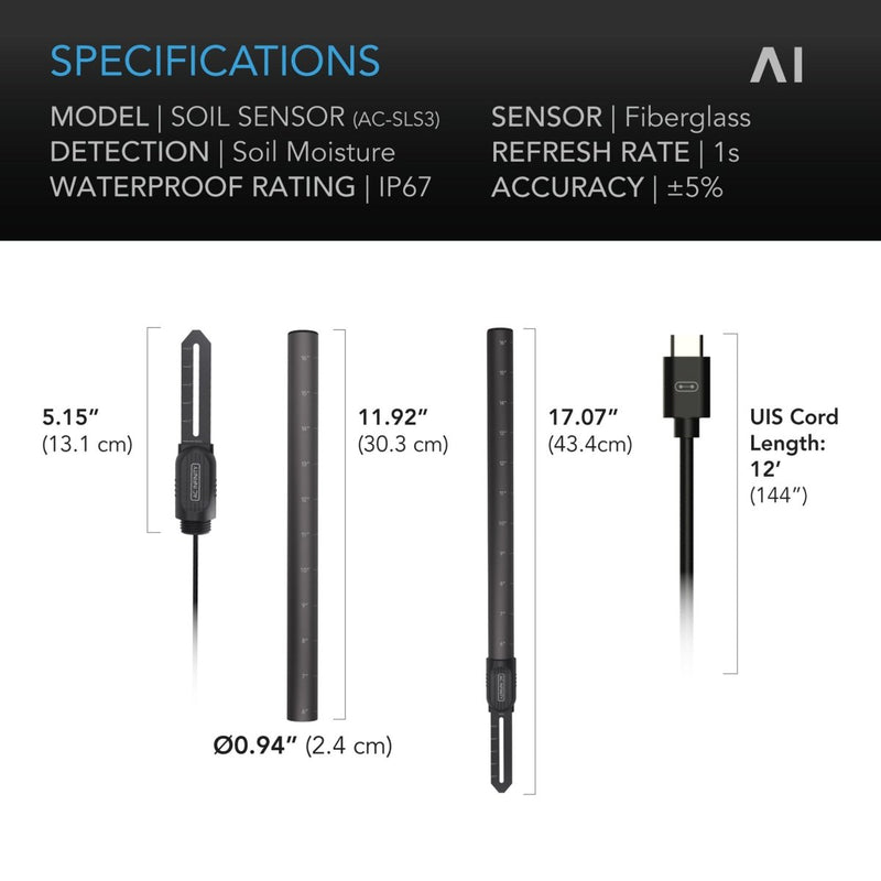 Soil Sensor Probe for Controller AI+ Monitors Moisture and Saturation Levels - Indoor Farmer