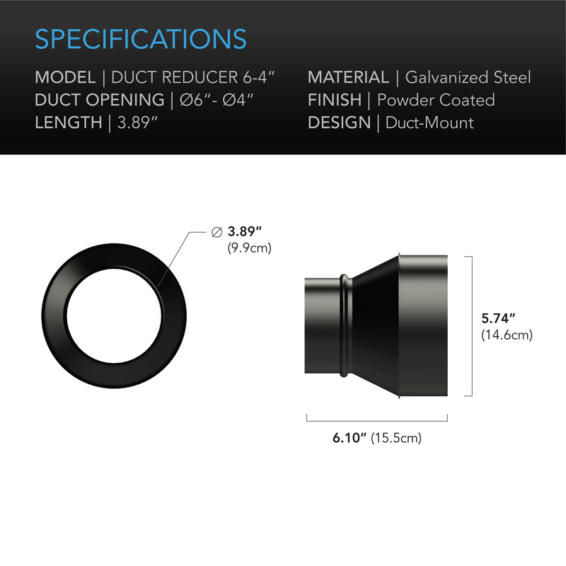 AC Infinity Duct Reducer Adapter Cone