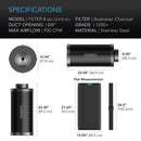AC Infinity Australian Charcoal Carbon Filter XL - 8 INCH (930 CFM) - Indoor Farmer