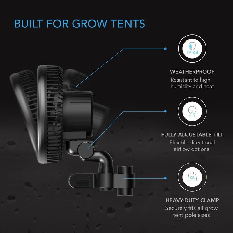 AC Infinity CLOUDRAY A6 Grow Tent Clip Fan 6 INCH with Manual Swivel - Indoor Farmer