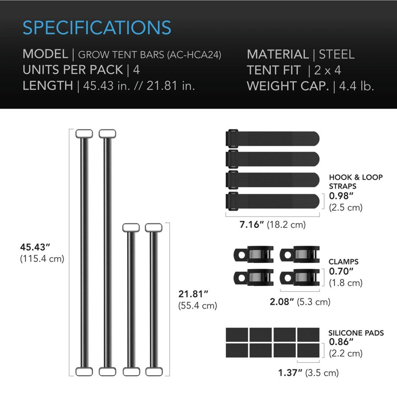 AC Infinity Grow Tent Mounting Bars 2'X4' - Indoor Farmer