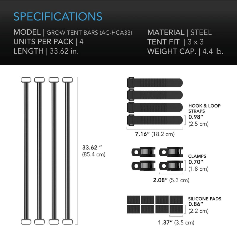 AC Infinity Grow Tent Mounting Bars 3'X3' - Indoor Farmer