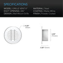 AC Infinity Wall - Mount Duct Grille Vent 4 - INCH - Indoor Farmer