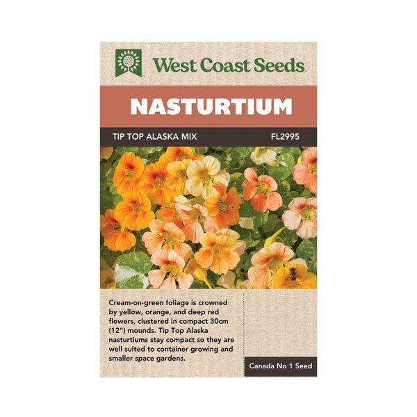 Flowers - Tip Top Alaska Mix Nasturtium Seeds 5g (Approx. 45 seeds) - Indoor Farmer