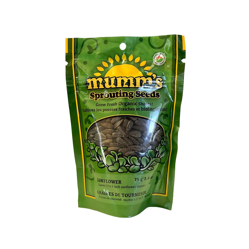 Mumm's Sprouting Seeds Black Oilseed Sunflower 75g - Indoor Farmer